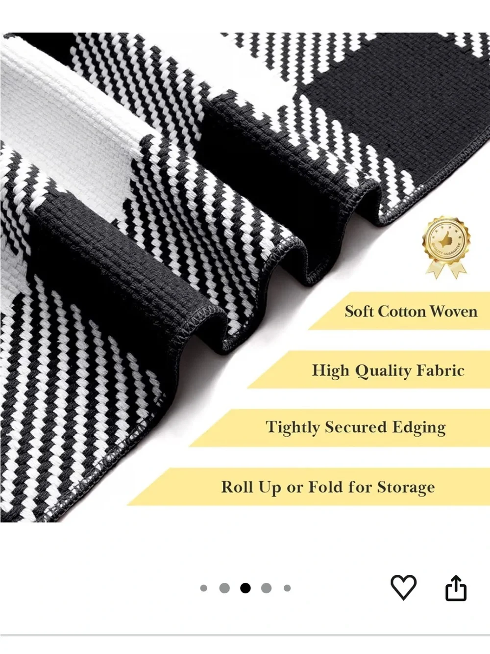 Softer Charm Black White Checker Cotton Indoor Outdoor Rug Door Mat 2’4” x 3’7”